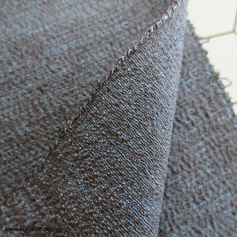 blau melierte Wolle / Seide grober Tsumugi Männer Kimono Tanmono
