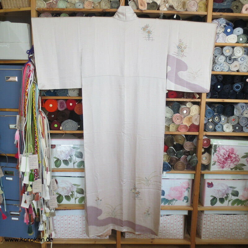 Blüten am Fluss - blassmauve Tsukesage Sogo Kimono