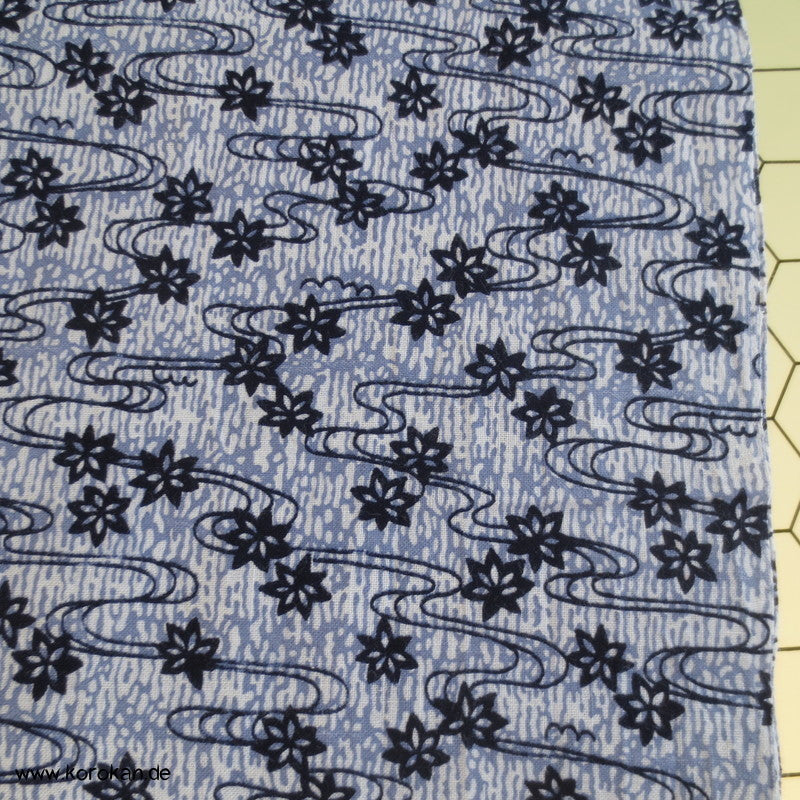 fließendes Wasser - Ahornblätter Yukata Kimono Baumwolle