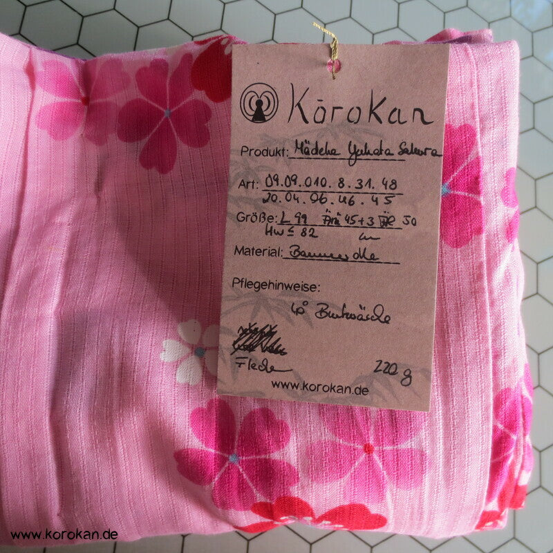 Yukata Kimono für Mädchen, Sakura Blüten auf rosa