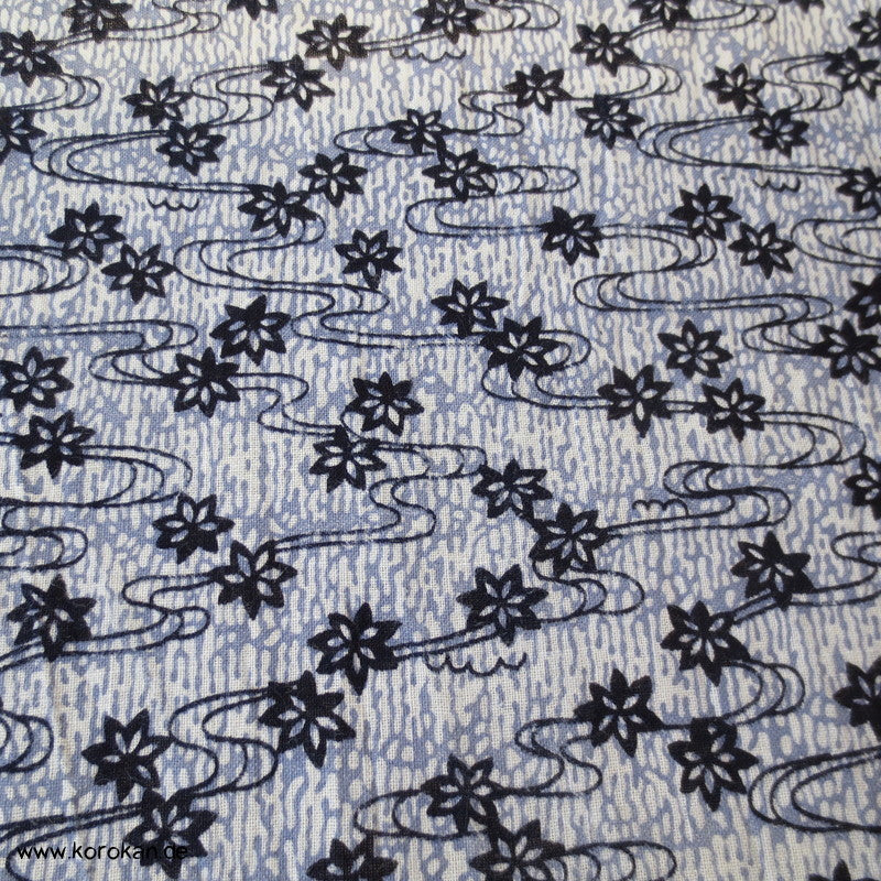 fließendes Wasser - Ahornblätter Yukata Kimono Baumwolle