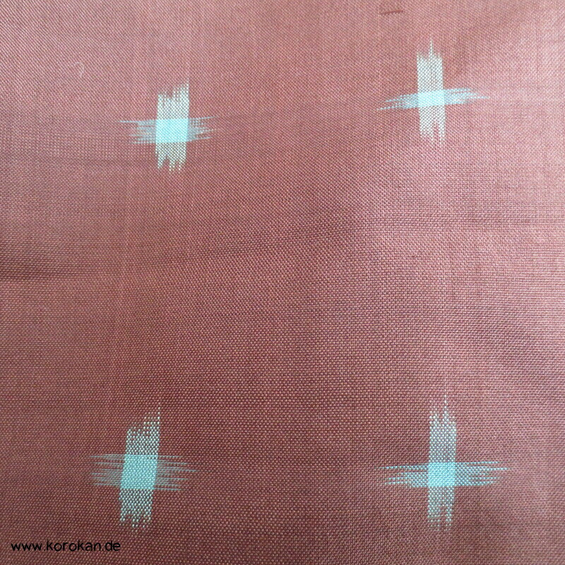 Japan Art Deco Karoblöcke türkis auf umbra Meisen Seiden Kimono