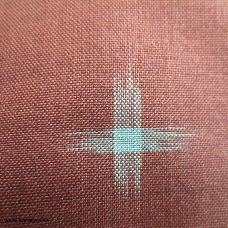Japan Art Deco Karoblöcke türkis auf umbra Meisen Seiden Kimono