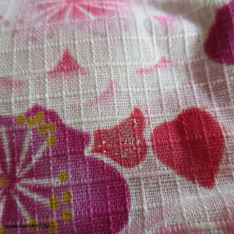 Yukata Kimono für Mädchen, Sakura Blüten auf rosa mit Glitzer