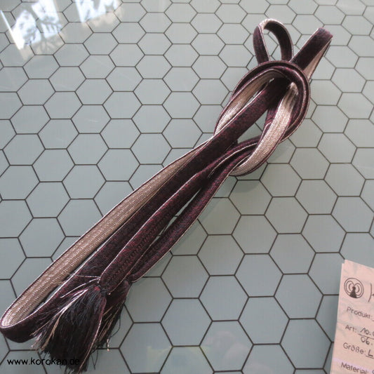 braun - silber Wellenband Obijime, Seide / Lurex