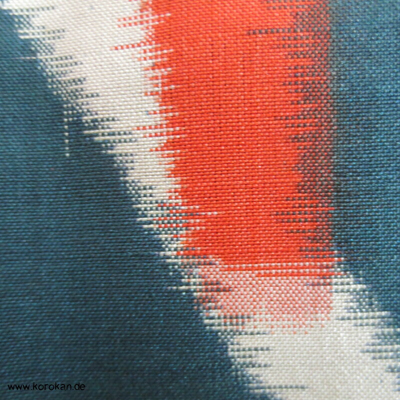 Art Deco Japan abstraktes Zweigegitter auf petrol Meisen Seiden Kimono