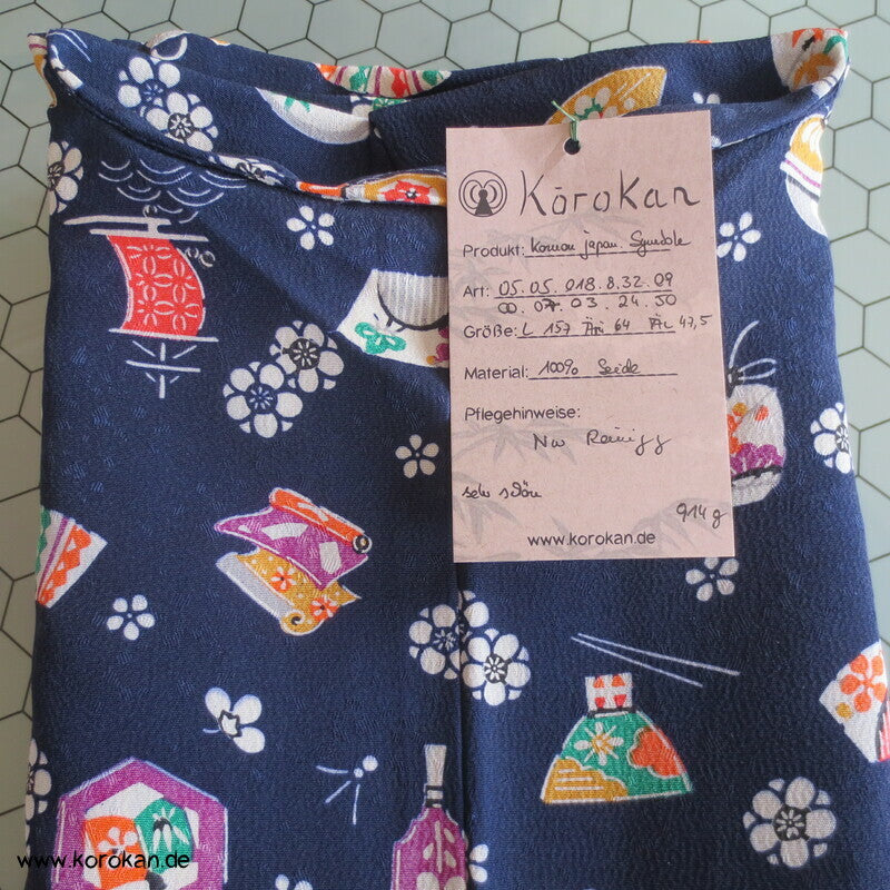 japanische Symbole Komon Seidendamast Kimono