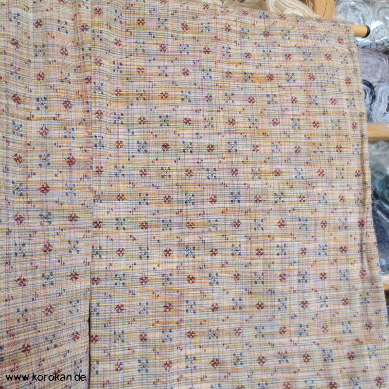 buntes Kleinkaro Kasuri Tsumugi Seiden Kimono, Japan