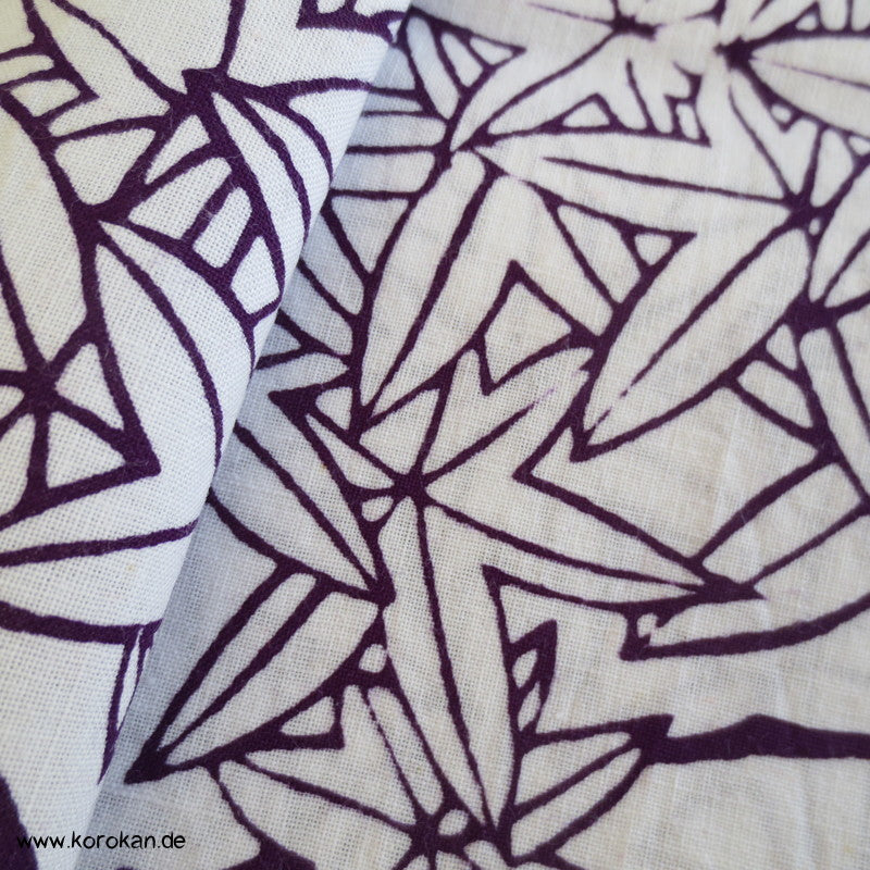 aubergine Ahornblätter Yukata Kimono Baumwollstoff