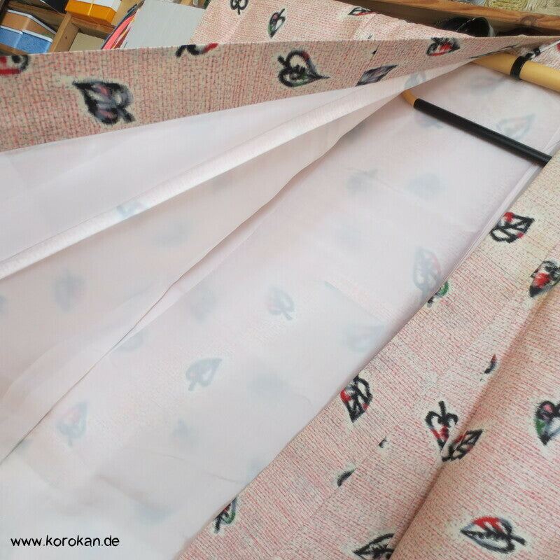 Art Deco Blätter auf rosa Meisen Seiden Kimono