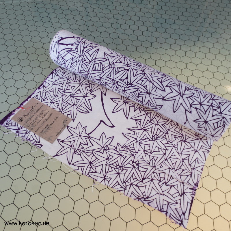 aubergine Ahornblätter Yukata Kimono Baumwollstoff