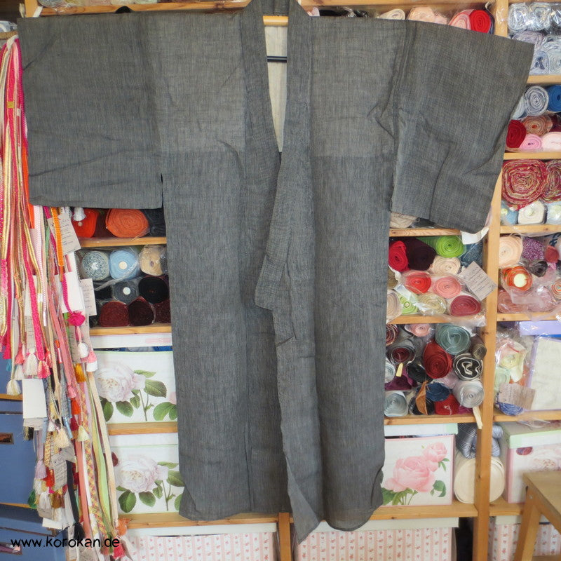 fein gestreifter Hanf Hitoe / Yukata - ungefütterter Kimono