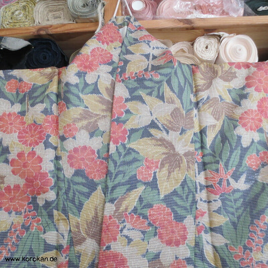 Japan Blumenmuster Kasuri Tsumugi Seiden Kimono
