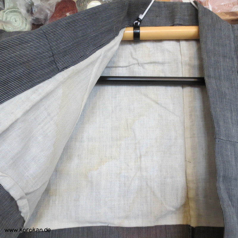 fein gestreifter Hanf Hitoe / Yukata - ungefütterter Kimono