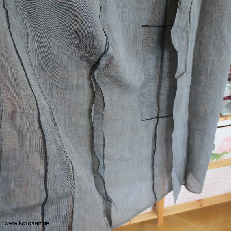 fein gestreifter Hanf Hitoe / Yukata - ungefütterter Kimono