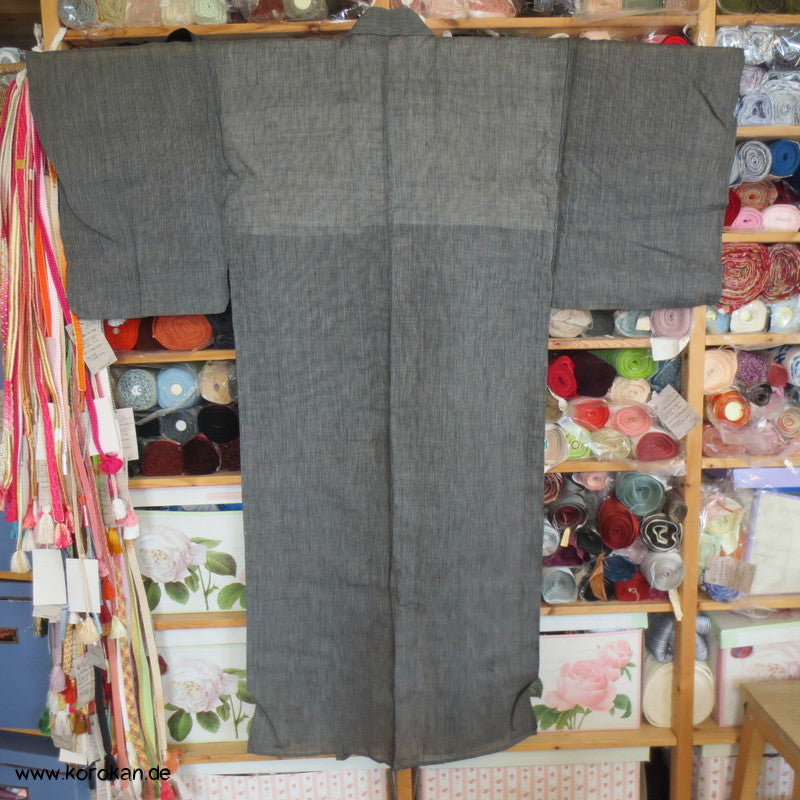 fein gestreifter Hanf Hitoe / Yukata - ungefütterter Kimono