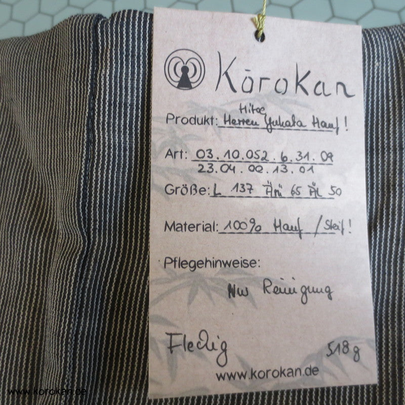fein gestreifter Hanf Hitoe / Yukata - ungefütterter Kimono