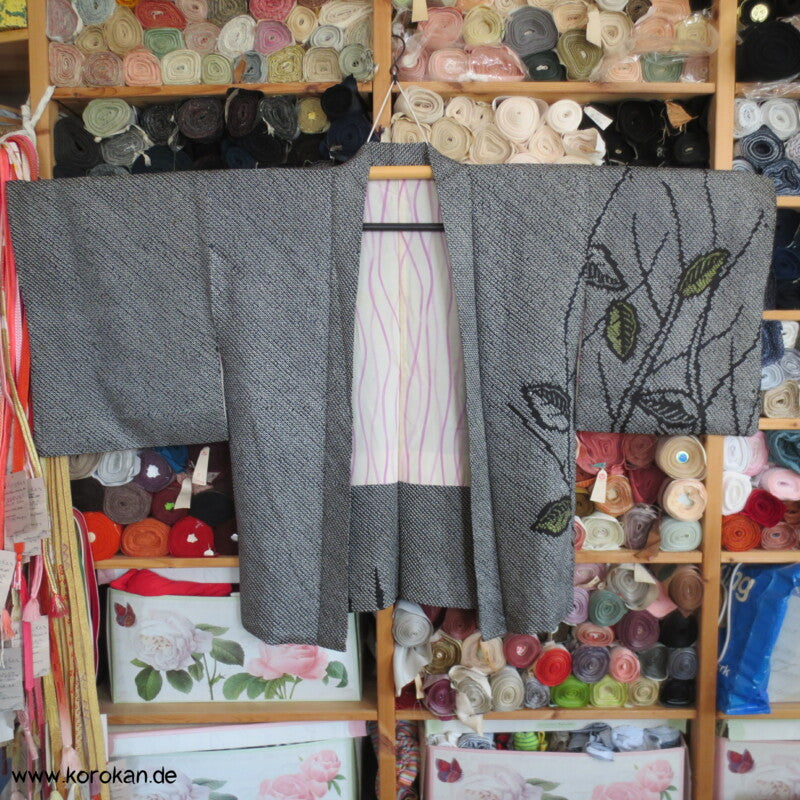 Full Shibori Blättermuster Haori Kimono Jacke