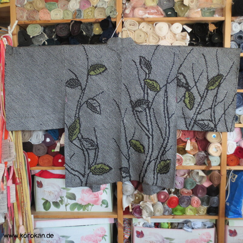Full Shibori Blättermuster Haori Kimono Jacke