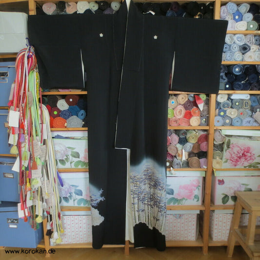 blauer Bambusnachtwald Tomesode Kimono