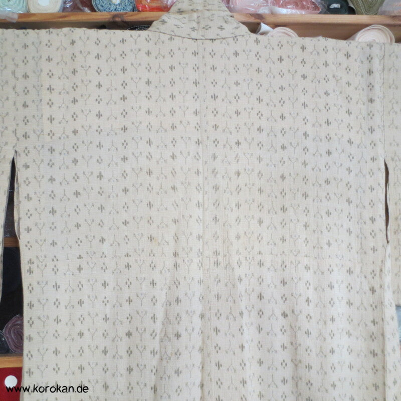 geometrisches Kasuri Muster Hitoe / Yukata - teilgefütterter Kimono aus Hanf