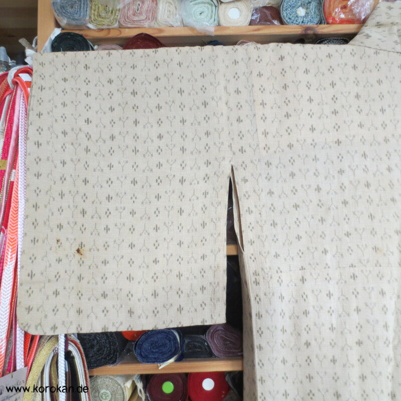 geometrisches Kasuri Muster Hitoe / Yukata - teilgefütterter Kimono aus Hanf