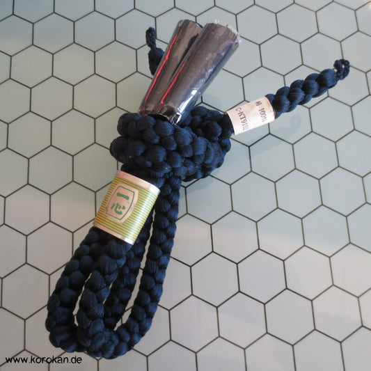 Seide, dunkelblau, Haori Himo für Männer - mit Etikett