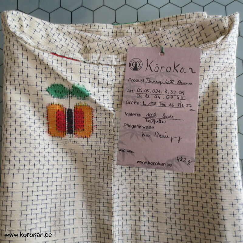 abstrakte Blumen Kasuri Hitoe Komon Tsumugi Seiden Kimono