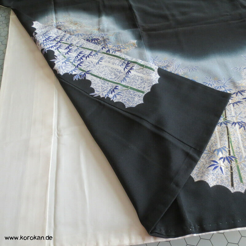 blauer Bambusnachtwald Tomesode Kimono