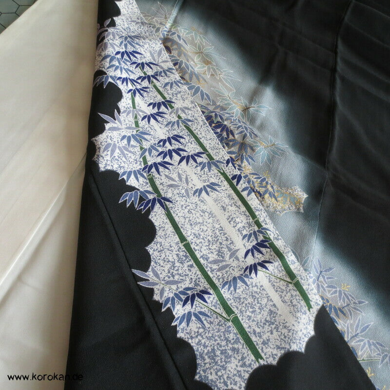 blauer Bambusnachtwald Tomesode Kimono