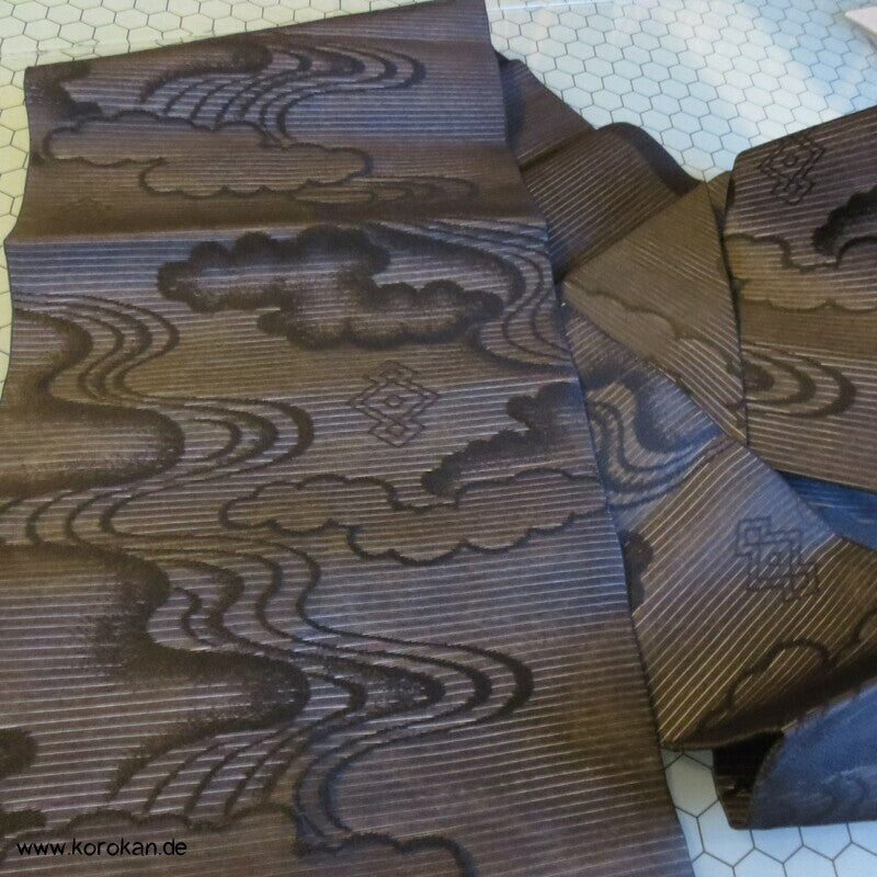 schwarze Flusswellen Rho Seide - Sommer Nagoya Obi
