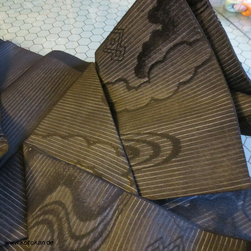 schwarze Flusswellen Rho Seide - Sommer Nagoya Obi