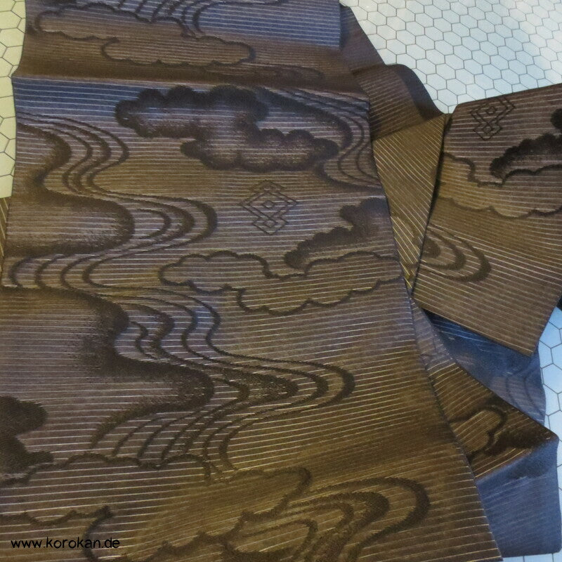 schwarze Flusswellen Rho Seide - Sommer Nagoya Obi