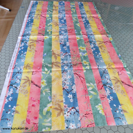 Japan Streifen vier Jahreszeiten Baumwollstoffrest