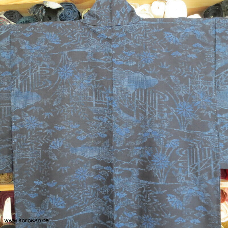 Bambus, Wolke, Kiku Kasuri Tsumugi Seiden Kimono