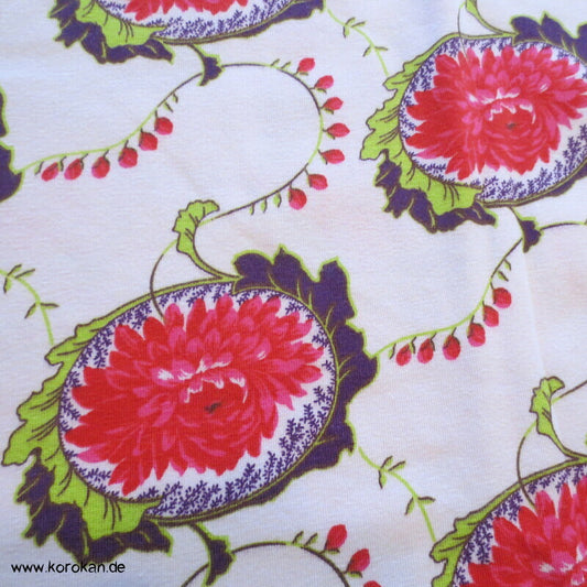 Baumwolljersey Chrysanthemen in Rondellen