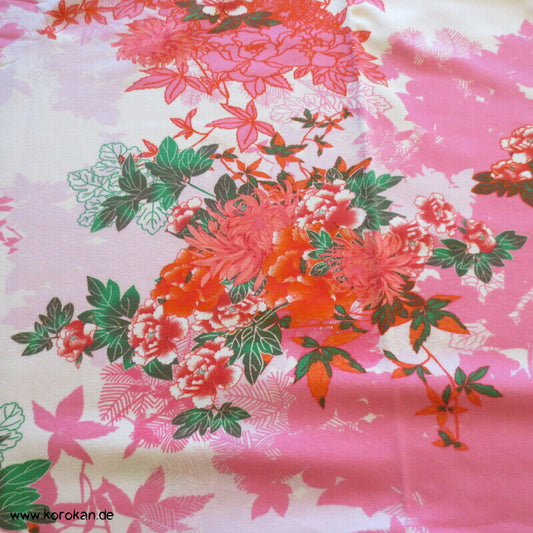 Baumwolljersey japanische Blumen Schattenrisse