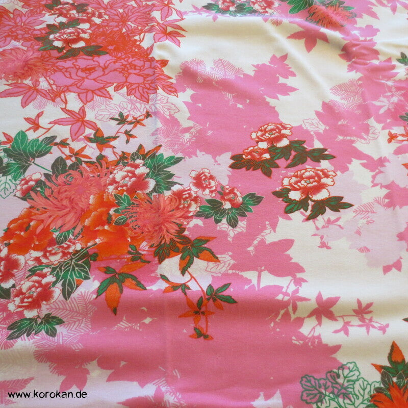 Baumwolljersey japanische Blumen Schattenrisse