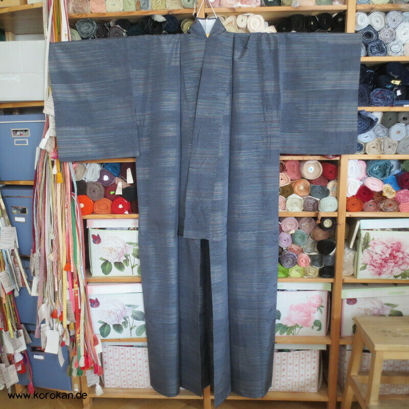 Schuss Kasuri Farbverläufen Hitoe Tsumugi Seiden Kimono