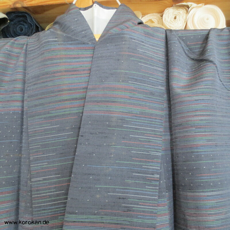 Schuss Kasuri Farbverläufen Hitoe Tsumugi Seiden Kimono