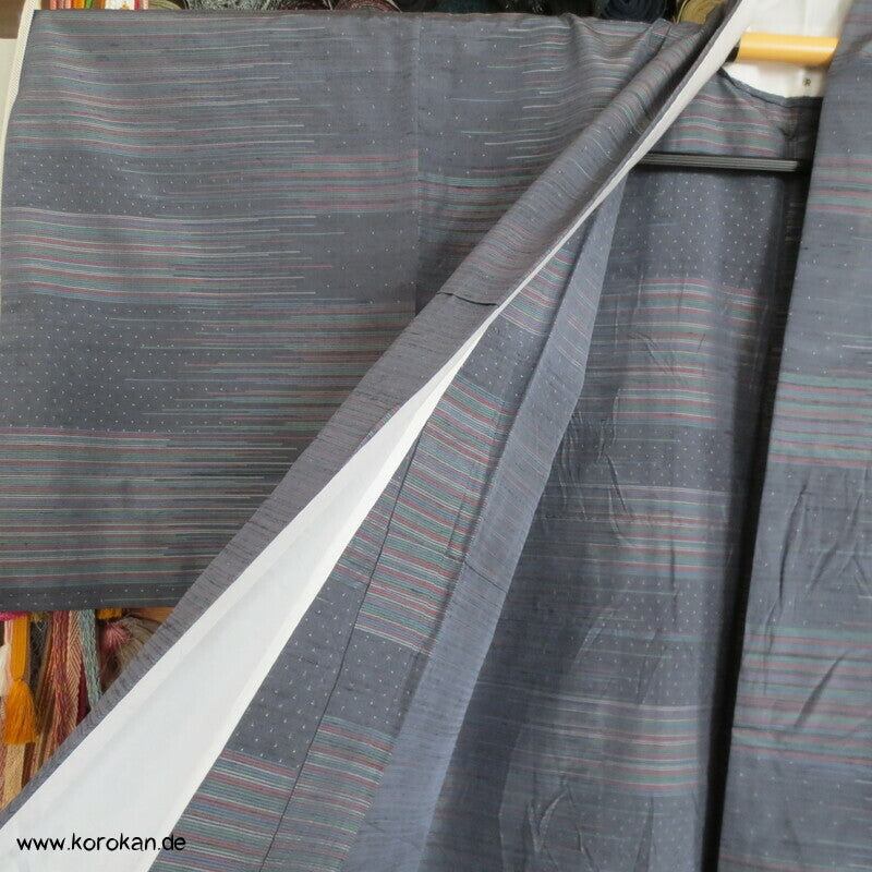 Schuss Kasuri Farbverläufen Hitoe Tsumugi Seiden Kimono