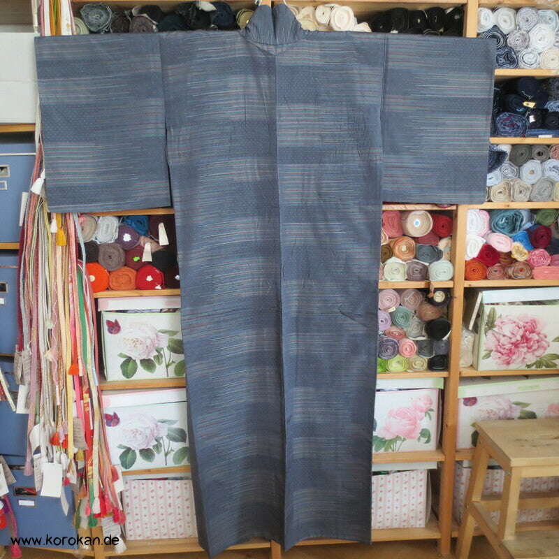Schuss Kasuri Farbverläufen Hitoe Tsumugi Seiden Kimono