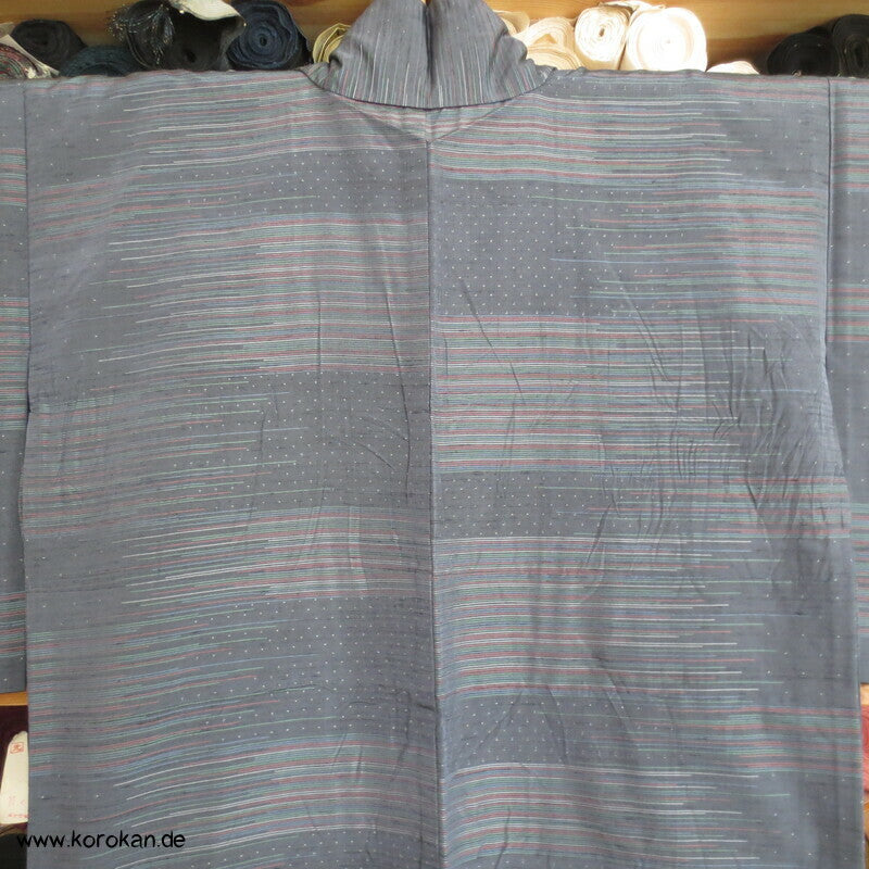 Schuss Kasuri Farbverläufen Hitoe Tsumugi Seiden Kimono
