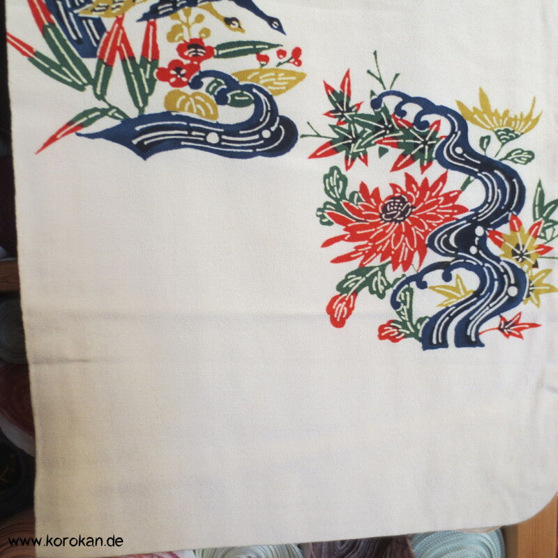 Japan Bingata Block Druck Primärfarben Seidencrepe Komon Kimono