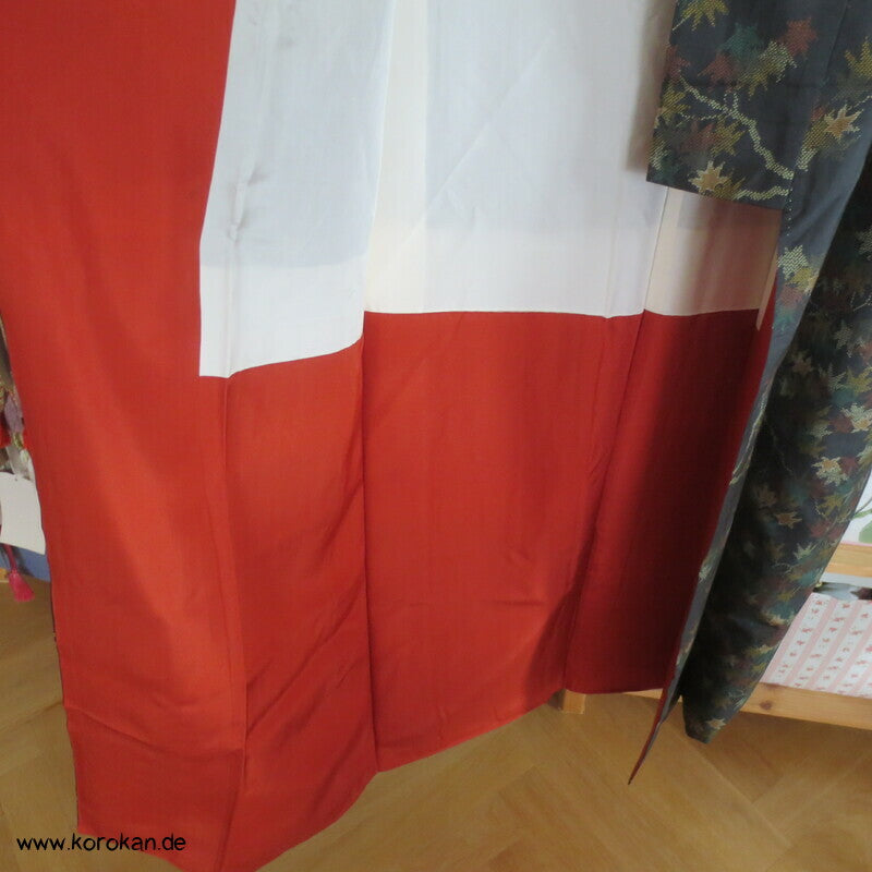 bunte Ahornblätter Kasuri Tsumugi Seiden Kimono