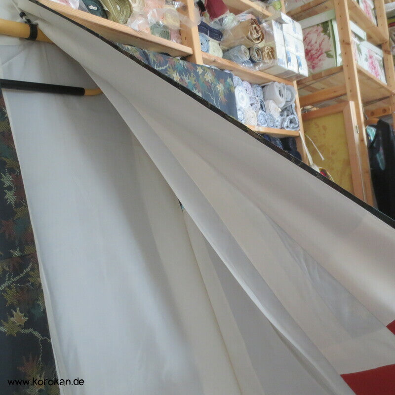 bunte Ahornblätter Kasuri Tsumugi Seiden Kimono