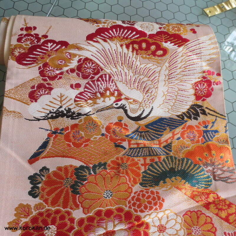Kraniche und Landschaft Fukuro Obi