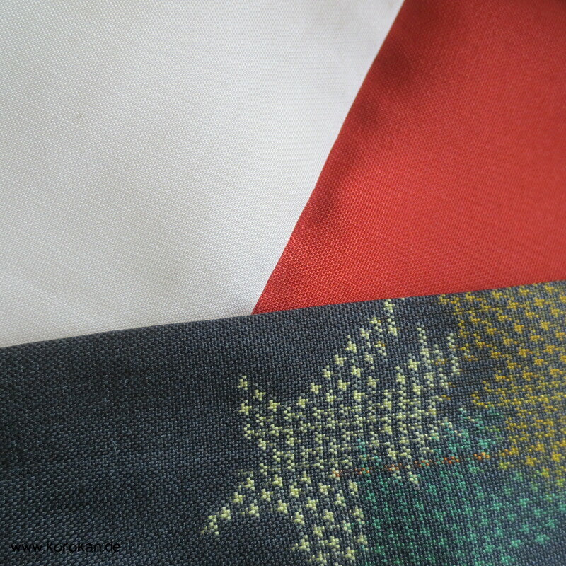 bunte Ahornblätter Kasuri Tsumugi Seiden Kimono