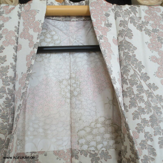Urushi Blütenzweige Seidenbrokat Haori Kimono Jacke