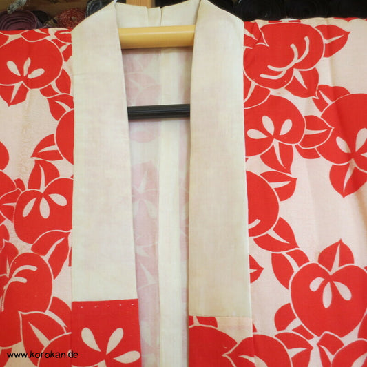 antiker japanischer Juban Unterkimono Tachibana Druck Seidendamast